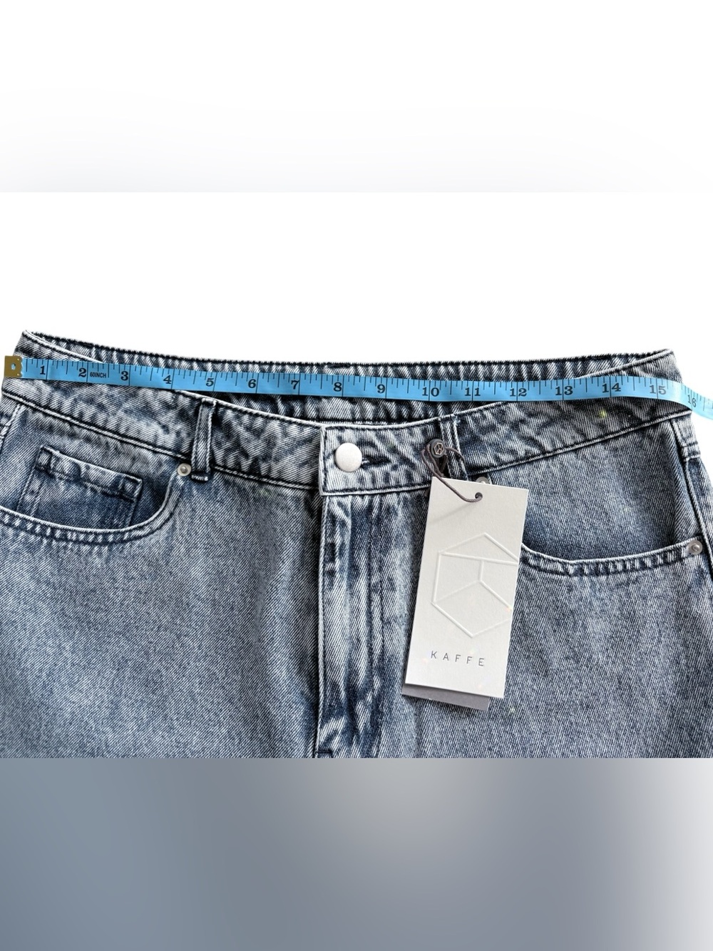 KAFFE High Rise Baggy Mom Jeans in Vtg Light Blue Acid Wash Cropped Sz 40 - Picture 3 of 8